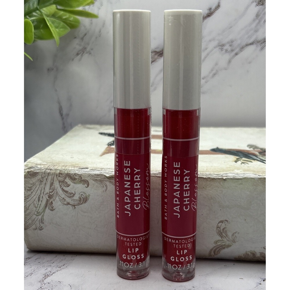 Bath & Body Works Japanese Cherry Blossom Lip Gloss 0.11 oz 3.1g Set of 2 New